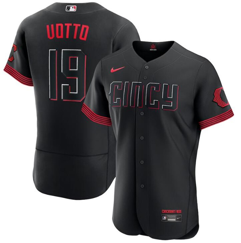 Reds 19 Joey Votto Black Nike 2023 City Connect Flexbase Jersey