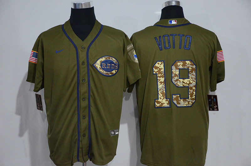 Reds 19 Joey Votto Olive 2020 Nike Cool Base Jersey