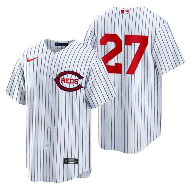 Reds 27 Jake Fraley White Nike 2022 Field of Dreams Cool Base Jersey