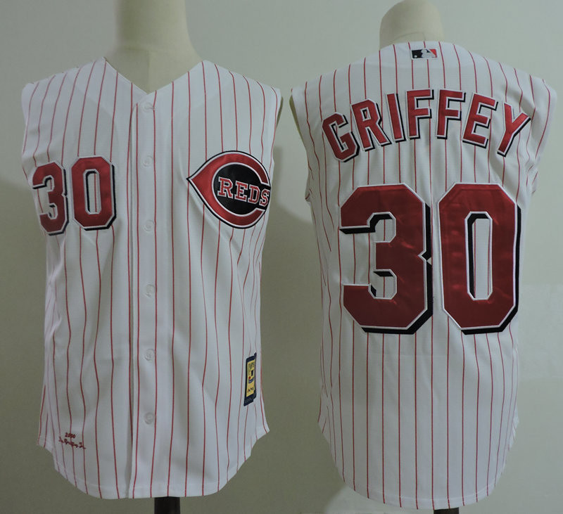 Reds 30 Ken Griffey Jr White Cooperstown Collection Player Jersey