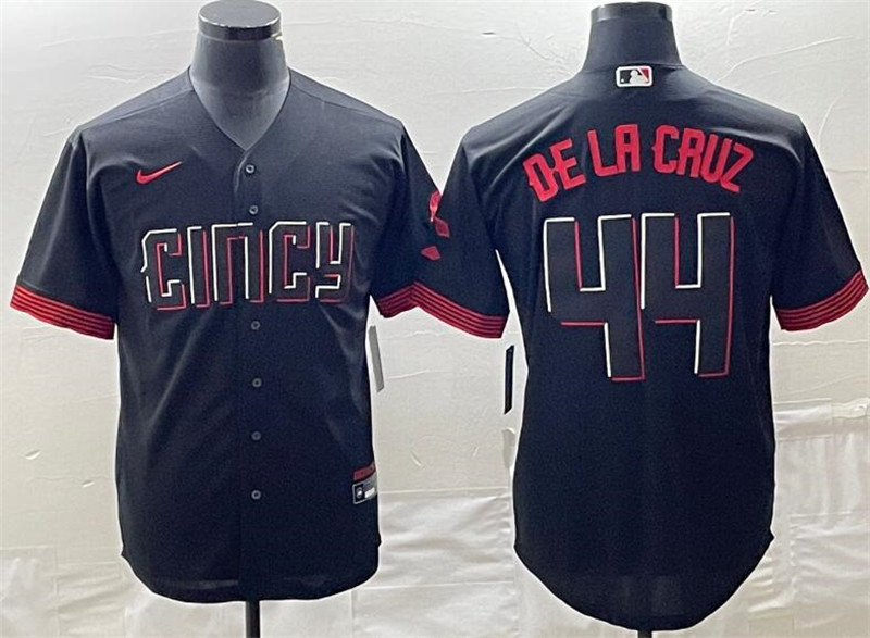 Reds 44 De La Cruz Black Nike 2023 City Connect Cool Base Jersey