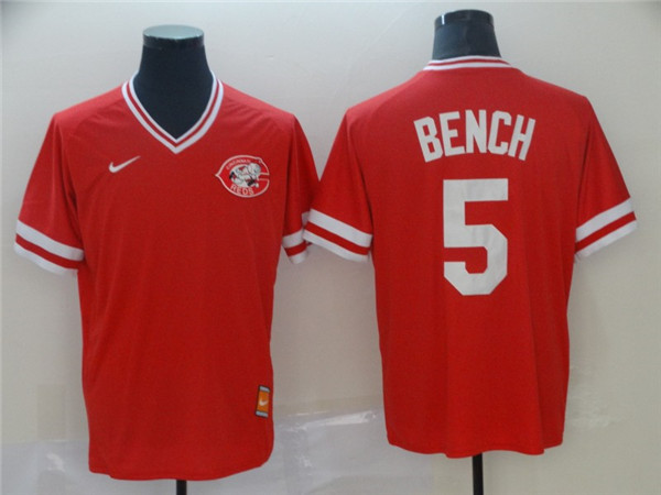 Reds 5 Johnny Bench Red Throwback Jersey