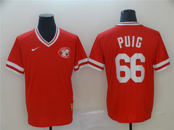 Reds 66 Yasiel Puig Red Throwback Jersey