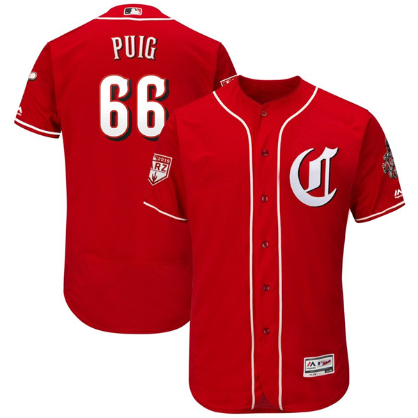 Reds 66 Yasiel Puig Scarlet 2019 Spring Training FlexBase Jersey