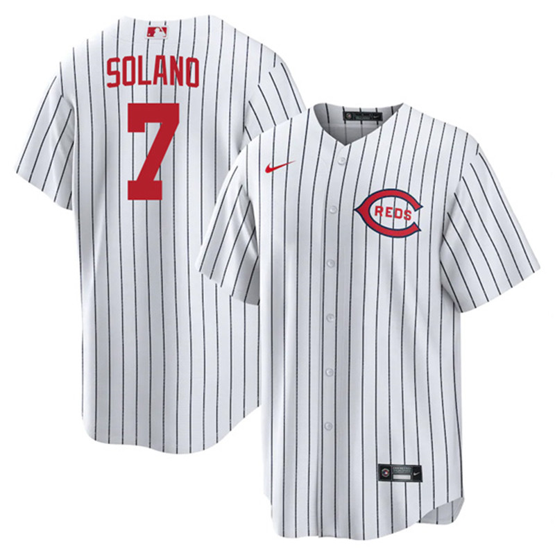 Reds 7 Donovan Solano White Nike 2022 Field of Dreams Cool Base Jersey
