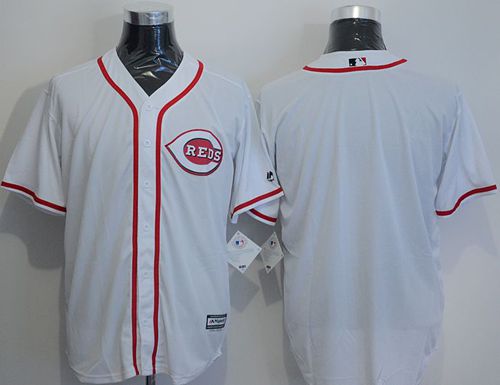 Reds Blank White New Cool Base Stitched MLB Jersey