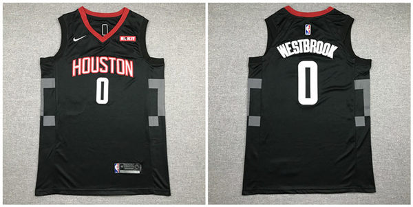 Rockets 0 Russell Westbrook Black Nike Authentic Jersey