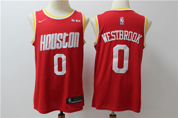 Rockets 0 Russell Westbrook Red Nike Retro Swingman Jersey