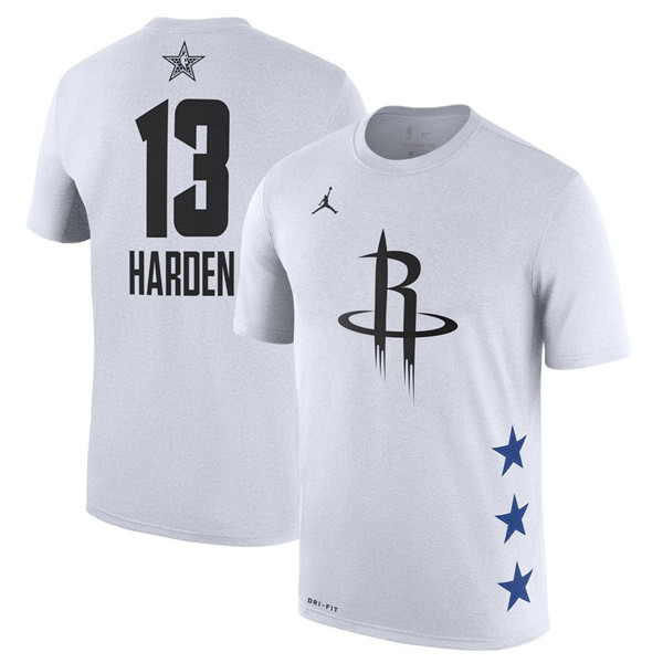 Rockets 13 James Harden White 2019 NBA All Star Game Men's T Shirt