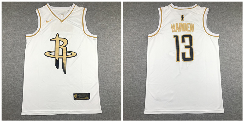 Rockets 13 James Harden White Gold Swingman Jersey