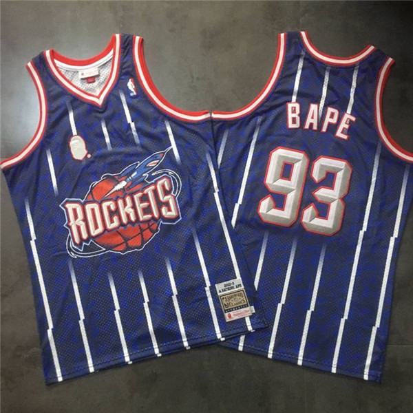 Rockets 93 Bape Navy 2002 03 Hardwood Classics Jersey