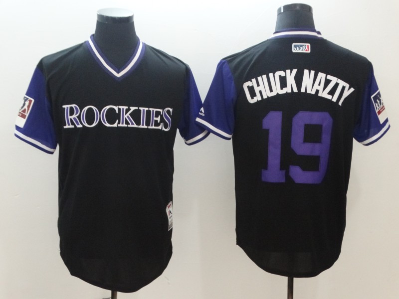 Rockies 19 Charlie Blackmon Chuck Nazty Black 2018 Players' Weekend Authentic Team Jersey