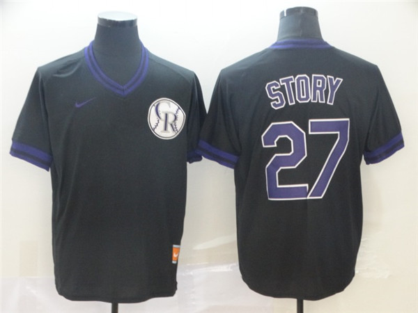 Rockies 27 Trevor Story Black Throwback Jersey