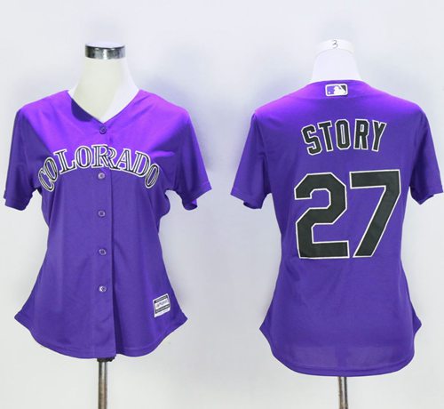Rockies 27 Trevor Story Purple Women Alternate Stitched MLB Jersey