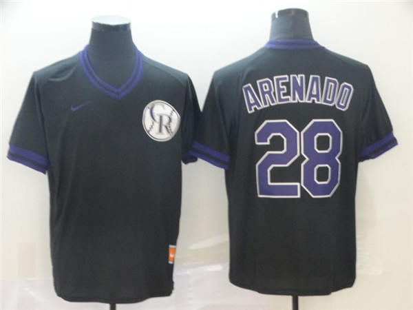 Rockies 28 Nolan Arenado Black Throwback Jersey