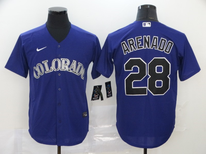 Rockies 28 Nolan Arenado Purple 2020 Nike Cool Base Jersey