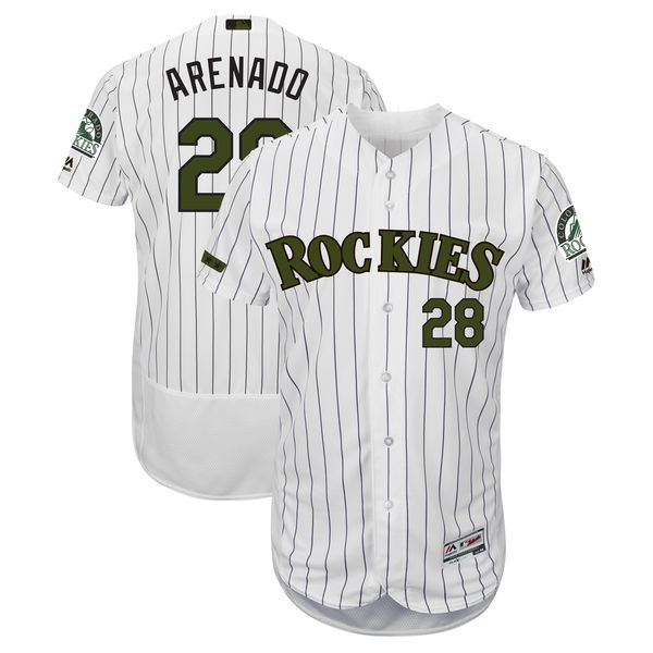 Rockies 28 Nolan Arenado White 2018 Memorial Day Flexbase Jersey