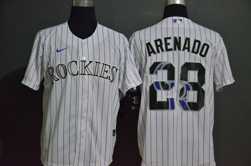 Rockies 28 Nolan Arenado White 2020 Nike Cool Base Fashion Jersey