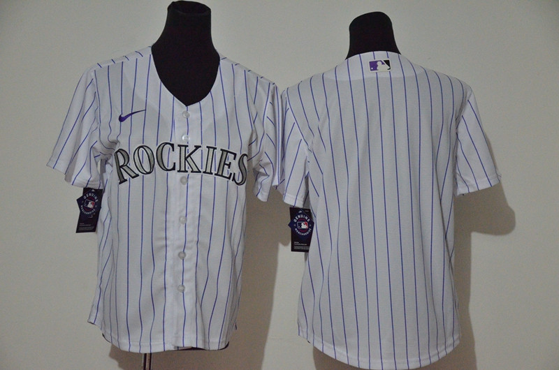 Rockies Blank White Youth Cool Base Jersey