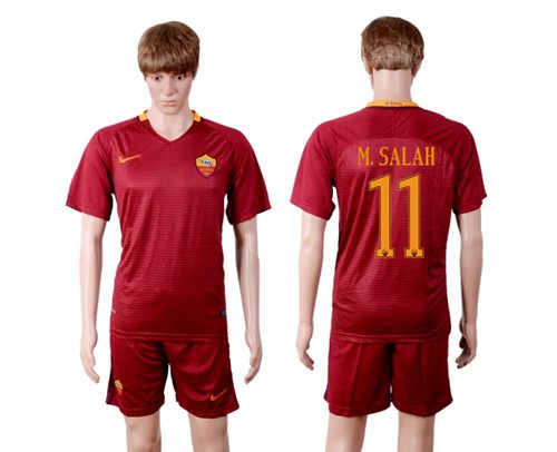 Roma 11 M Salah Red Home Soccer Club Jersey