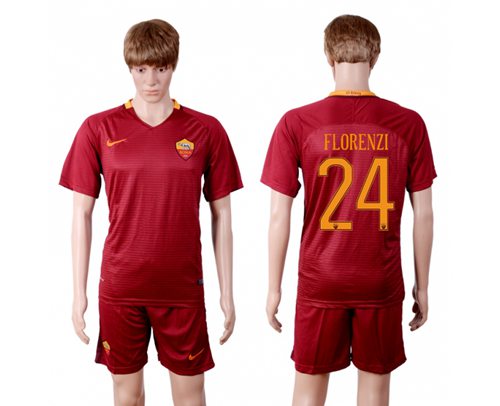 Roma 24 Florenzi Red Home Soccer Club Jersey