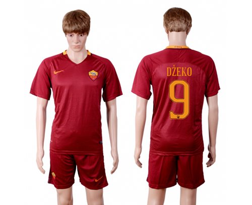 Roma 9 Dzeko Red Home Soccer Club Jersey