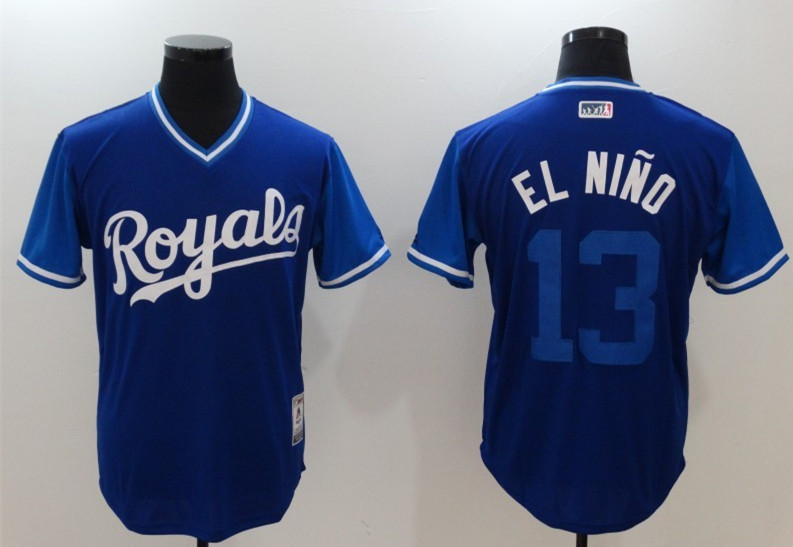 Royals 13 Salvador Perez El Nino Majestic Royal 2017 Players Weekend Jersey