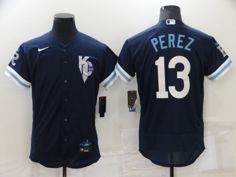 Royals 13 Salvador Perez Navy Nike 2022 City Connect Flexbase Jerseys