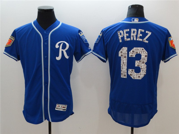 Royals 13 Salvador Perez Royal 2018 Spring Training Flexbase Jersey