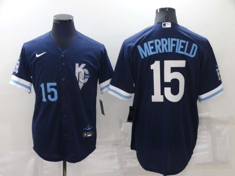 Royals 15 Whit Merrifield Navy Nike 2022 City Connect Cool Base Jerseys