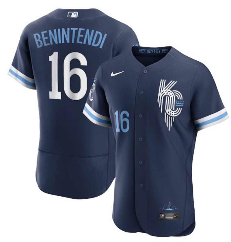 Royals 16 Andrew Benintendi Navy Nike 2022 City Connect Flexbase Jersey