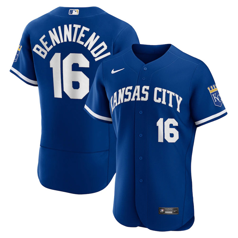 Royals 16 Andrew Benintendi Royal Nike 2022 Alternate Flexbase Jersey