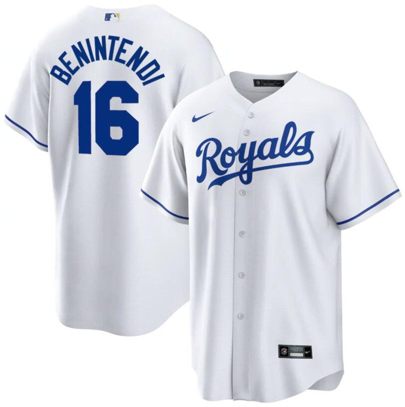 Royals 16 Andrew Benintendi White Nike Cool Base Jersey