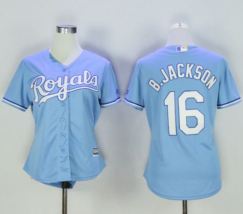 Royals 16 Bo Jackson Light Blue Women Alternate 1 Stitched MLB Jersey