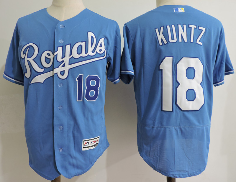 Royals 18 Rusty Kunz Light Blue Flexbase Jersey