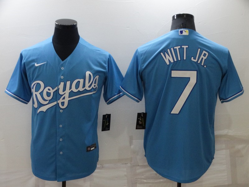 Royals 7 Bobby Witt Jr. Blue Nike Cool Base Jersey