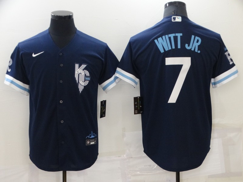 Royals 7 Bobby Witt Jr. Navy Nike 2022 City Connect Cool Base Jersey