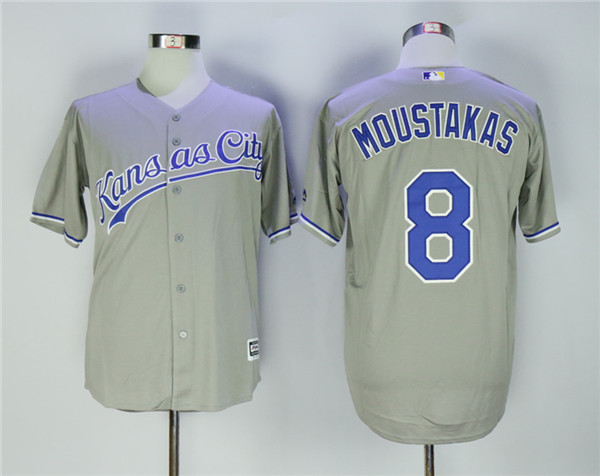 Royals 8 Mike Moustakas Gray Cool Base Jersey