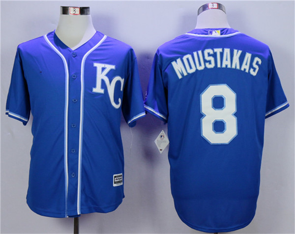 Royals 8 Mike Moustakas Royal Cool Base Jersey