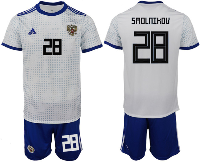 Russia 28 SMOLNIKOV Away 2018 FIFA World Cup Soccer Jersey