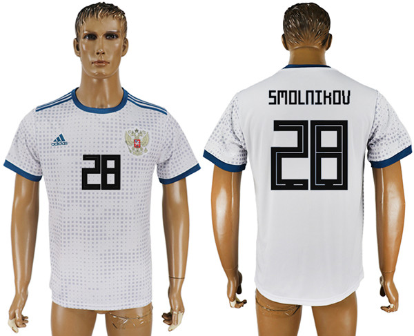 Russia 28 SMOLNIKOV Away 2018 FIFA World Cup Thailand Soccer Jersey