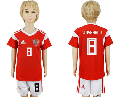 Russia 8 GLUSHAKOU Youth 2018 FIFA World Cup Soccer Jersey