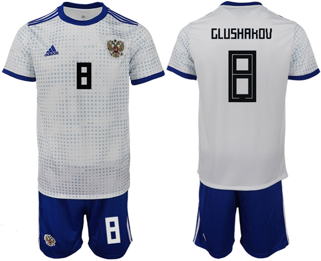 Russia 8 GLUSHAKOV Away 2018 FIFA World Cup Soccer Jersey