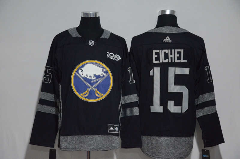 Sabres 15 Jack Eichel Black 100th Anniversary Season Jersey