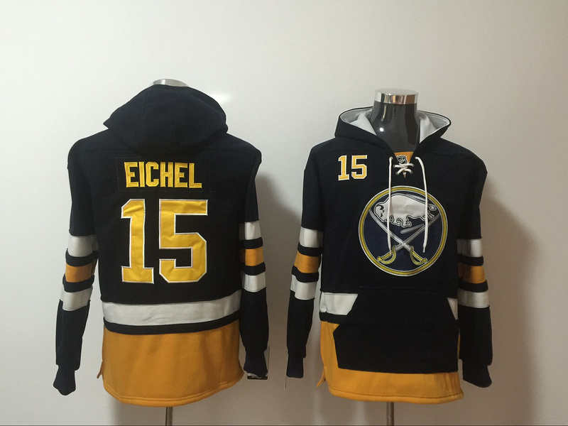 Sabres 15 Jack Eichel Black All Stitched Hooded Sweatshirt