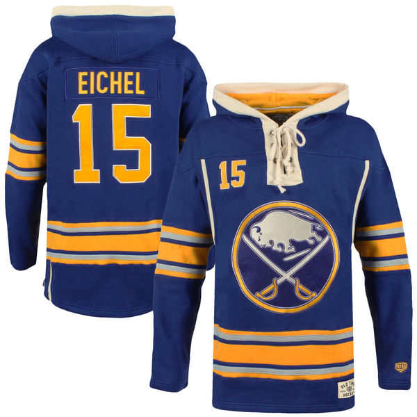 Sabres 15 Jack Eichel Blue All Stitched Hooded Sweatshirt