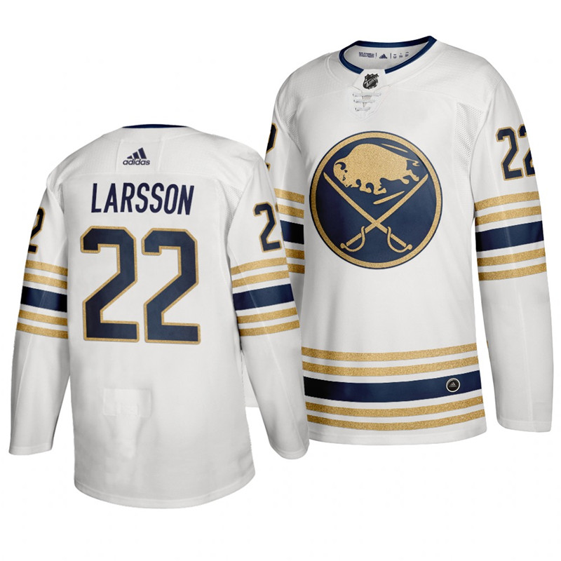 Sabres 22 Johan Larsson White 50th anniversary Adidas Jersey