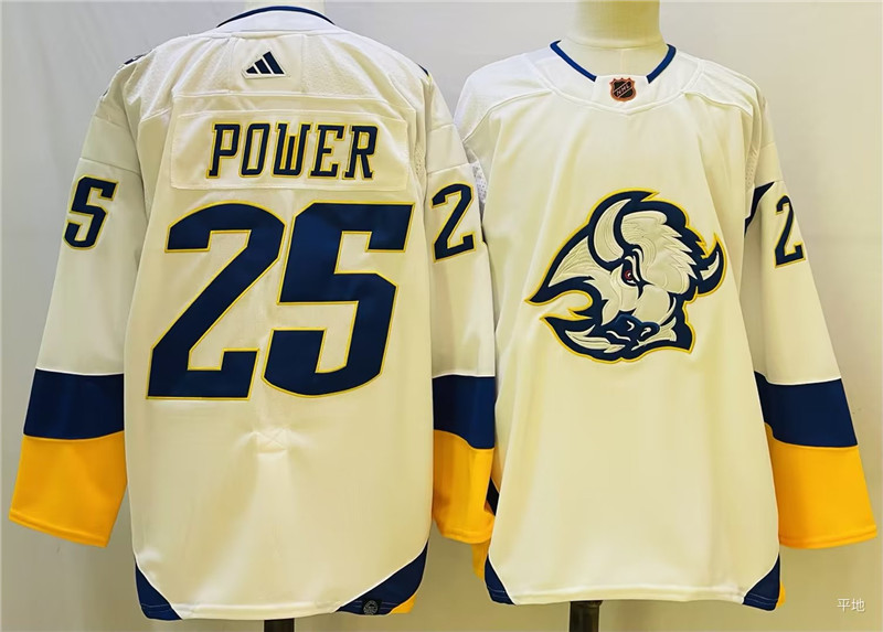 Sabres 25 Owen Power White Reverse Retro Adidas Jersey