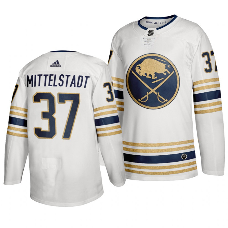 Sabres 37 Casey Mittelstadt White 50th anniversary Adidas Jersey