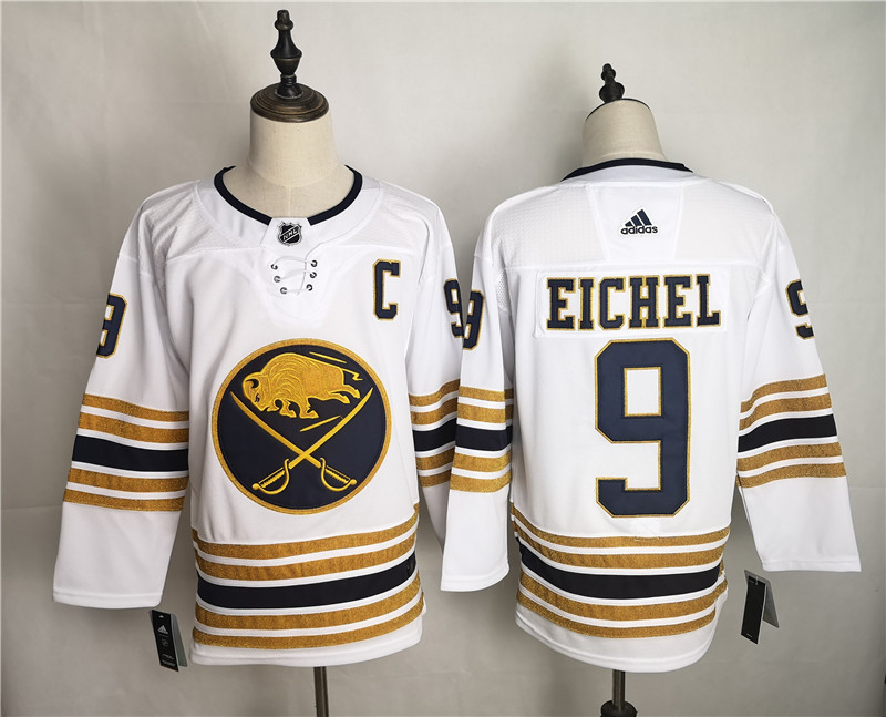 Sabres 9 Jack Eichel White 50th anniversary Adidas Jersey